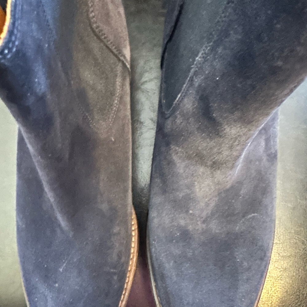 Hunter Navy Suede Ankle Boots